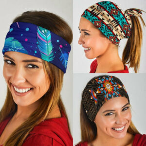 pink blue feathers native american bandana 3 pack 1