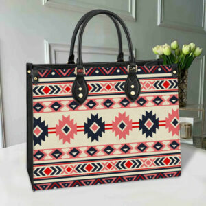 pink navy pattern native leather bag 1