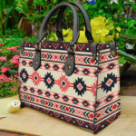 pink navy pattern native leather bag