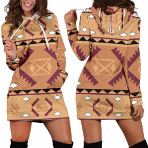 pink purple pattern native american hoodie dress 1