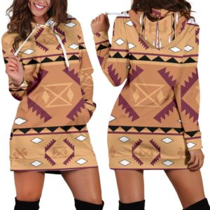 pink purple pattern native american hoodie dress