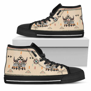 pride bison native american design high top canvas shoes