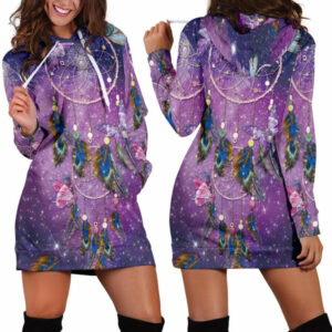 purple galaxy dreamcatcher native american hoodie dress 1