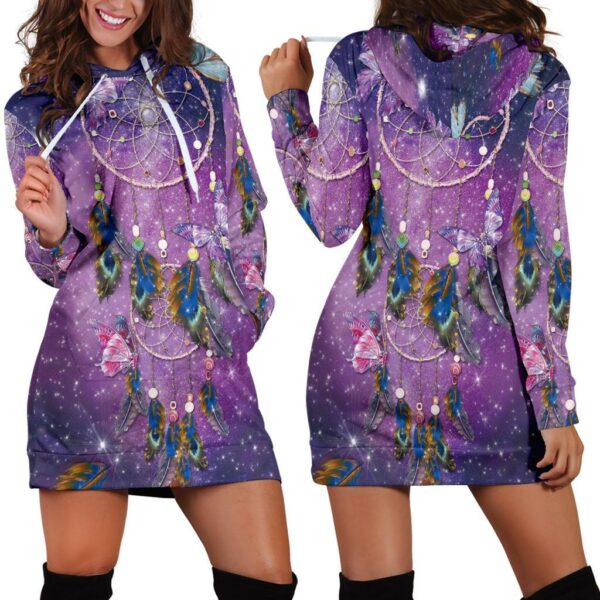 purple galaxy dreamcatcher native american hoodie dress