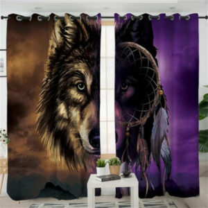 purple mountain wolf dreamcatcher native american design window living room 1