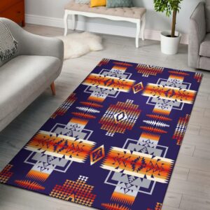 purple tribes pattern native american area rug