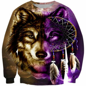 purple wolf dreamcatcher native american 3d sweatshirt 1