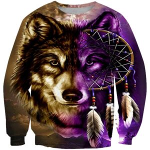 purple wolf dreamcatcher native american 3d sweatshirt