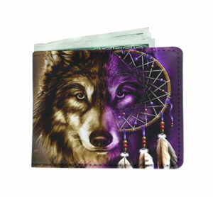 purple wolf dreamcatcher native american wallet 1