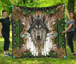 qlt 0004 green wolf mandala premium quilt