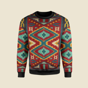 red pattern native american 3d sweatshirt 1
