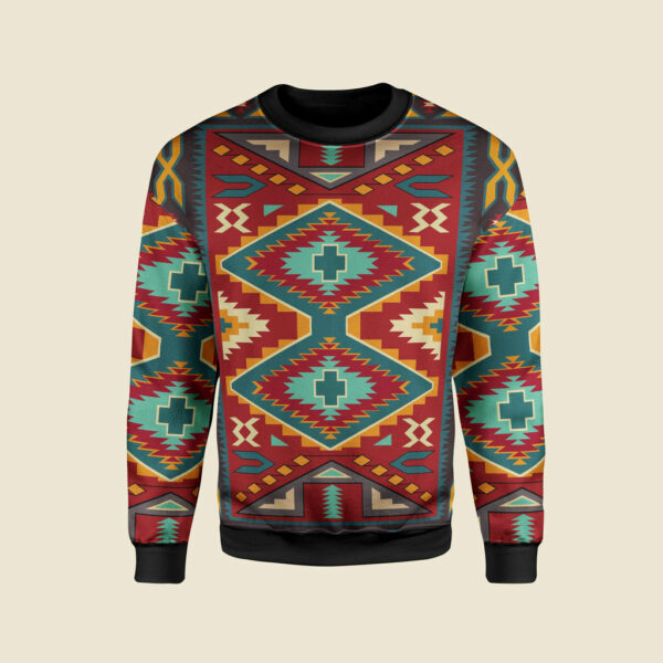 red pattern native american 3d sweatshirt