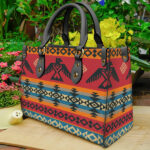 red thunderbird native american leather bag