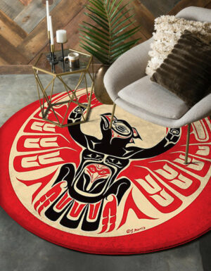 red thunderbird native american round rug 1