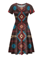 rnd0002 native tribes pattern round neck dress