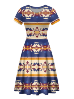 rnd0004 native tribes pattern round neck dress