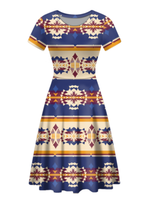 rnd0004 native tribes pattern round neck dress