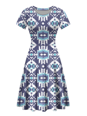 rnd0005 native tribes pattern round neck dress