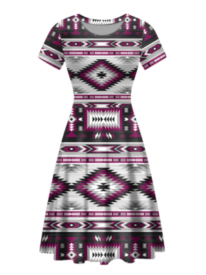 rnd0007 native tribes pattern round neck dress