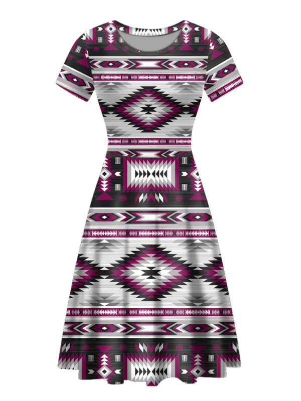 rnd0007 native tribes pattern round neck dress