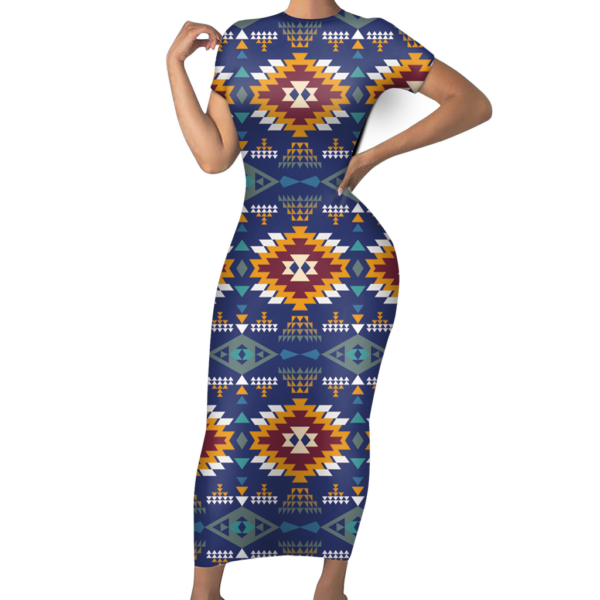 sbd0001 pattern native short sleeved body dress 1