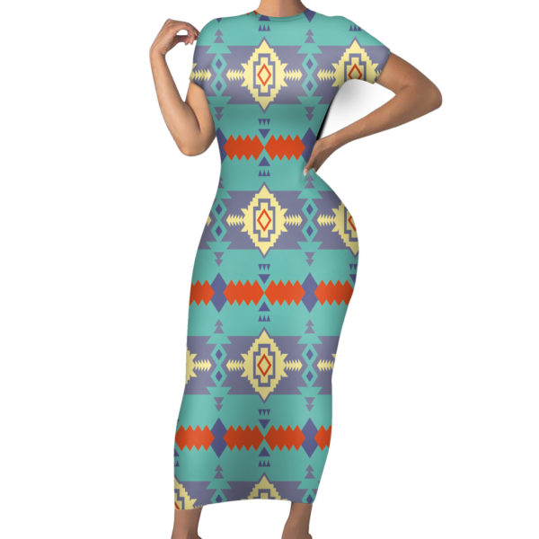 sbd0002 pattern native short sleeved body dress