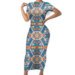 sbd0004 pattern native short sleeved body dress