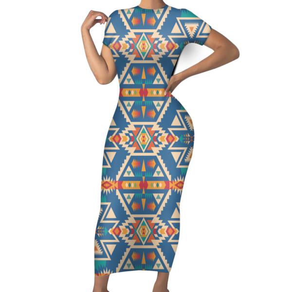 sbd0004 pattern native short sleeved body dress