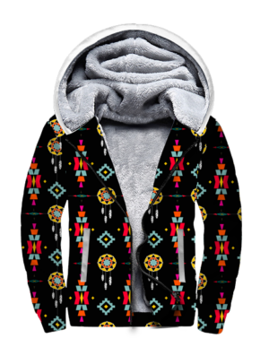 sfh0016 pattern black native american 3d fleece hoodie