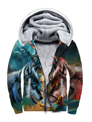sfh0017 wolf native american 3d fleece hoodie