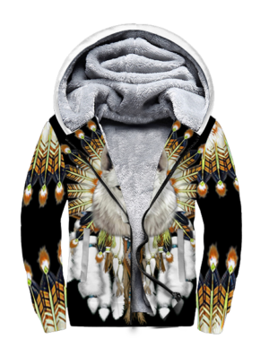 sfh0017 wolf white native 3d fleece hoodie