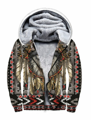 sfh0018 wolf native american 3d fleece hoodie 1