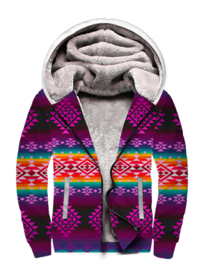 sfh0019 purple light pattern native 3d fleece hoodie