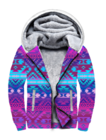 Purple Light Pattern Native 3D Print Fleece Hoodie