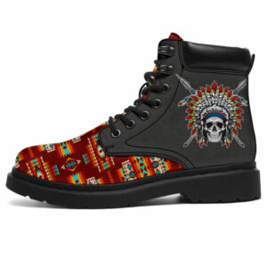 skull chief red pattern native all season boots 1