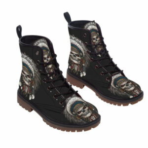 skull native leather martin short boots 1