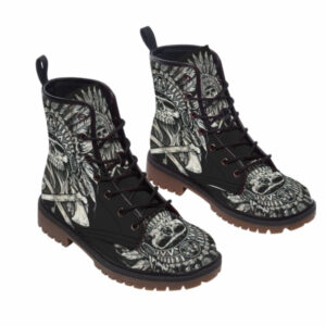 skull native leather martin short boots