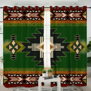 southwest green symbol native american living room curtain 1