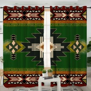 southwest green symbol native american living room curtain