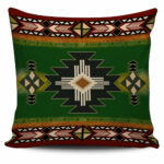 southwest green symbol native american pillow covers