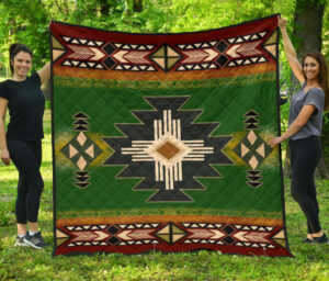 southwest green symbol native american premium quilt 1