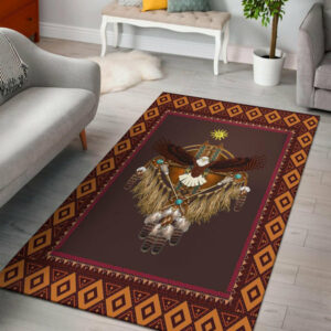 sun owl dreamcatcher native american design area rug 1