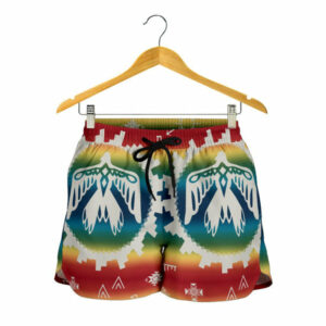 thunderbird rainbow all over print womens shorts 1