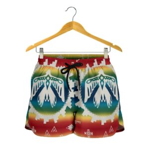 thunderbird rainbow all over print womens shorts