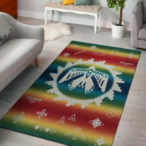 thunderbird rainbow native american design area rug 1