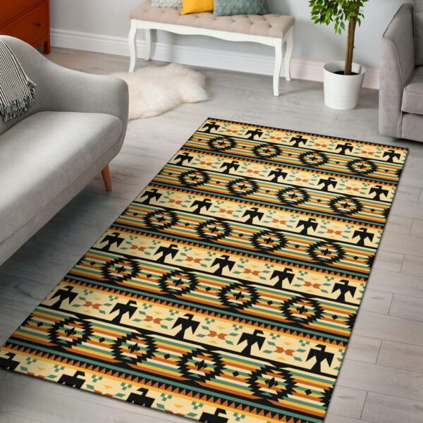 thunderbirds yellow native american design area rug no link