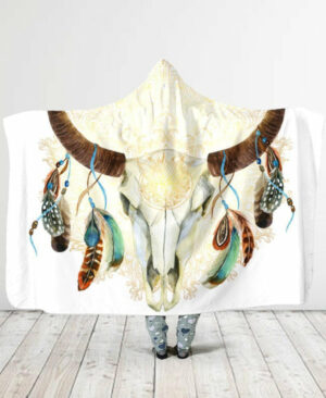 tribal bull hooded blanket