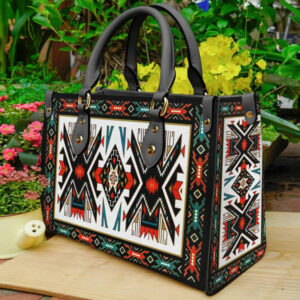 tribal colorful pattern leather bag