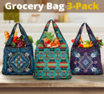 tribal mandala mixing grocery bags