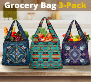 tribal mandala mixing grocery bags